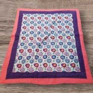 HANDMADE PINK&PURPLE PUP POWER QUILTED THROW 53X44